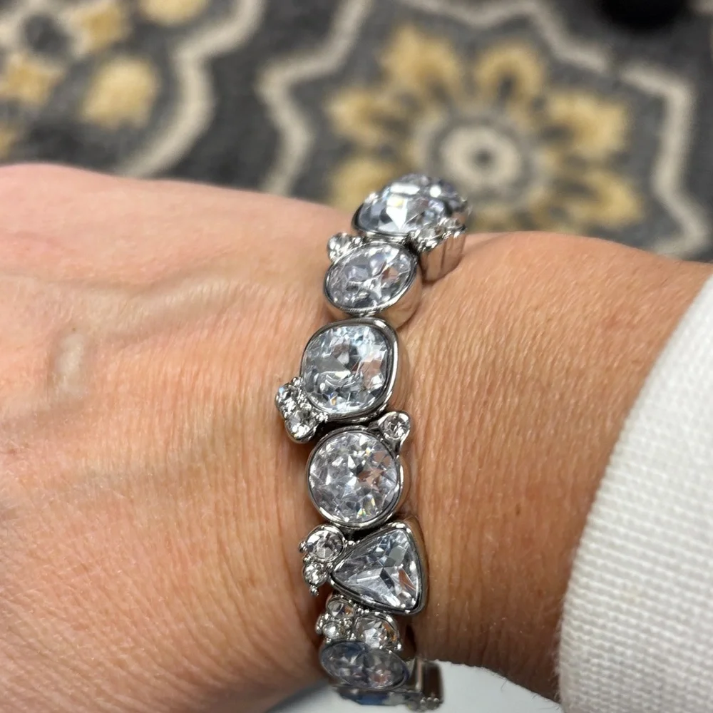 Silver Bracelet with Clear Stones - Picture 1 of 4